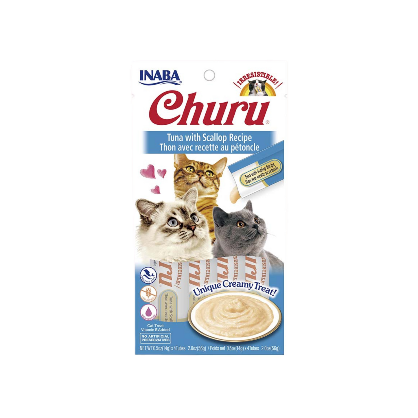 INABA CAT SNACK CHURU 4 PIEZAS - ATÚN Y VIEIRAS 56 GR