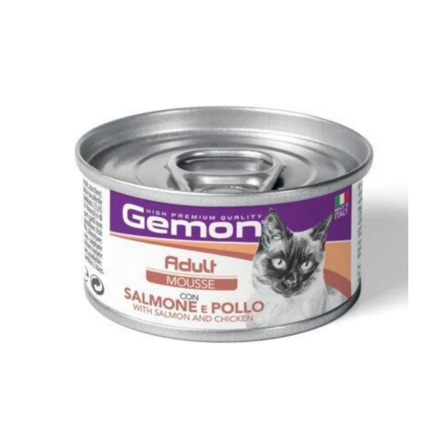 GEMON MOUSSE GATO ADULTO SALMÓN POLLO LATA 85 GR