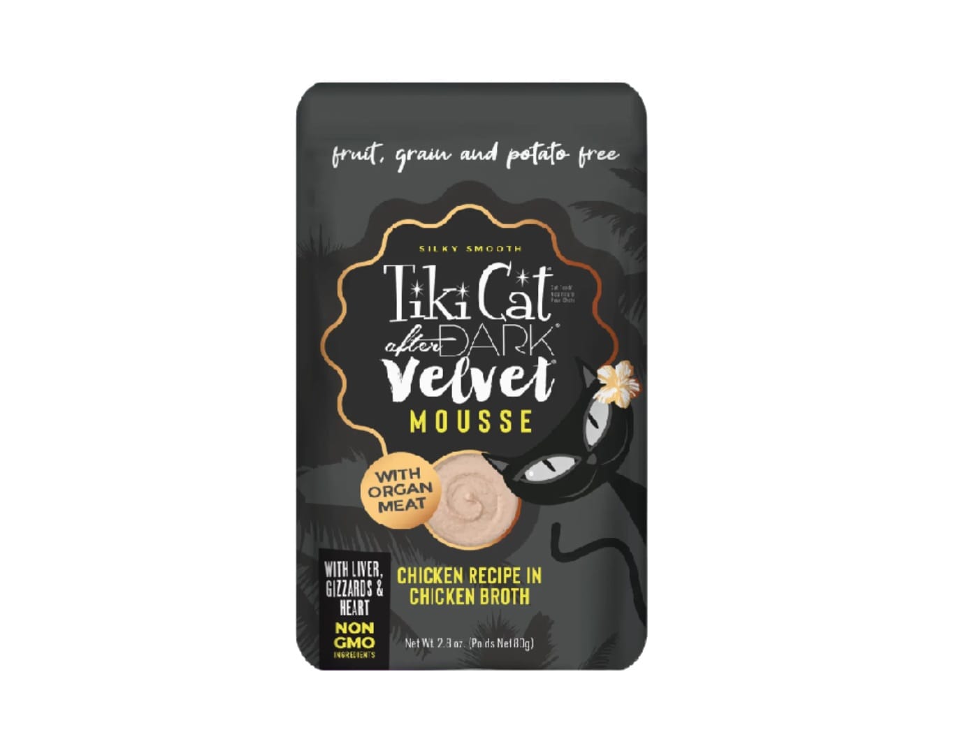 TIKI CAT AFTER DARK VELVET MOUSSE - POLLO EN CALDO DE POLLO - 80 GR - POUCH