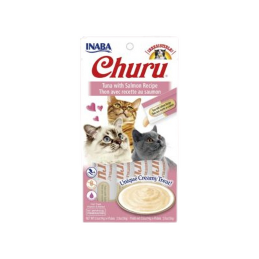 INABA CAT SNACK CHURU 4 PIEZAS - ATÚN Y SALMÓN 56 GR