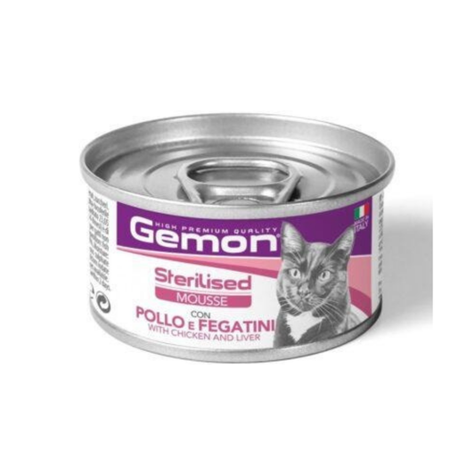 GEMON MOUSSE GATO ESTERILIZADO POLLO HIGADO LATA 85 GR