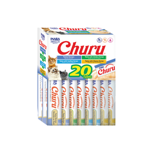 INABA CAT SNACK CHURU CAJA 20 PIEZAS -  VARIEDAD DE TUNA - ATÚN 280 GR