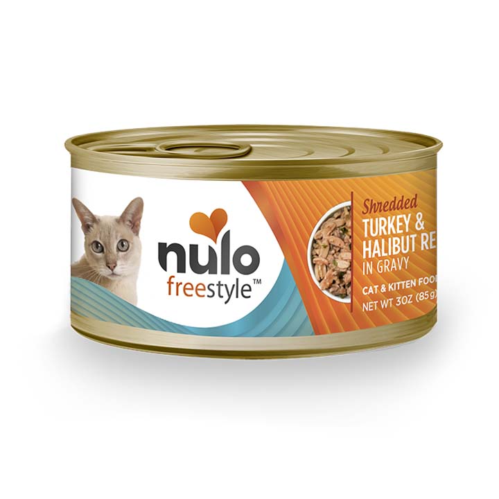 NULO CAT FS GRAIN FREE SHREDDED-TIRILLAS  TURKEY & HALIBUT LATA 3 OZ - 85 GR