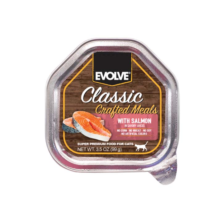 EVOLVE CAT CLASSIC BANDEJA CRAFTED MEALS SALMON 3.5 OZ - 99 GR