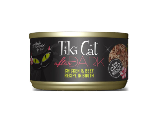 TIKI CAT AFTER DARK - POLLO Y CARNE EN CALDO - 80 GR - LATA