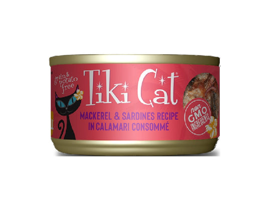 TIKI CAT GRILL - CABALLA Y SARDINAS EN SOPA DE CALAMAR - 80 GR - LATA