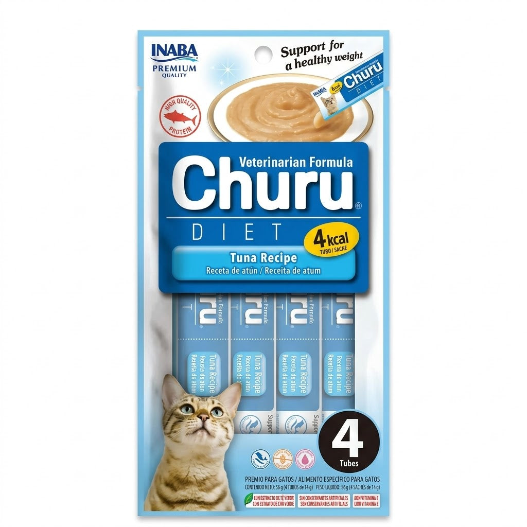 INABA CHURU DIET GATO X 4 TUBOS ATÚN 56gr