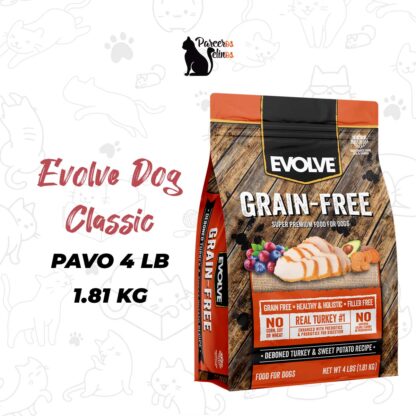 EVOLVE DOG GRAIN FREE PAVO 4 LB - 1.81 KG