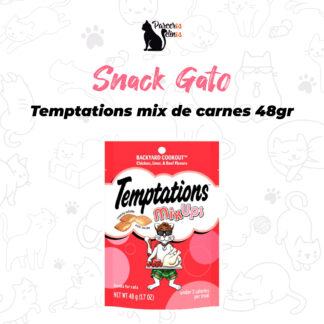 SNACK GATO TEMPTATIONS MIX DE CARNES 48GR