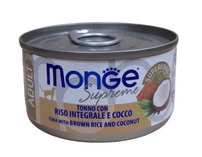 MONGE SENIOR - ATÚN CON ARROZ INTEGRAL Y COCO 80 GR